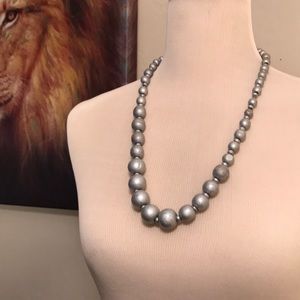 Metallic grey beaded necklace